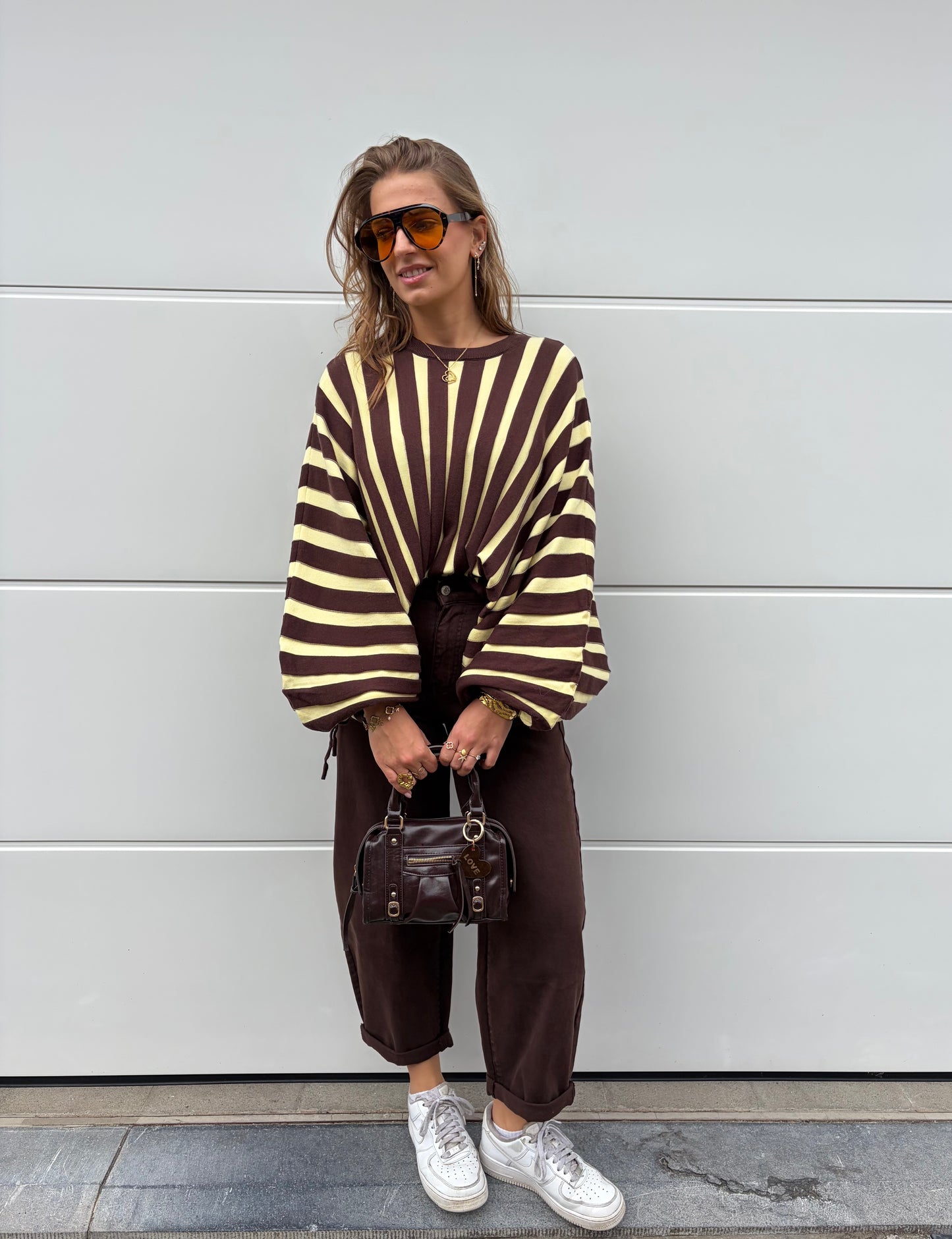 STRIPED KNIT BRUIN-GEEL