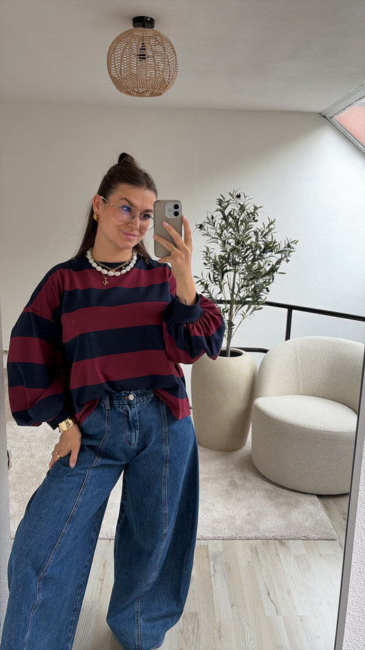 SWEAT MARINE-BURGUNDY