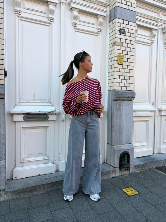 OFF SHOULDER SWEAT BURGUNDY