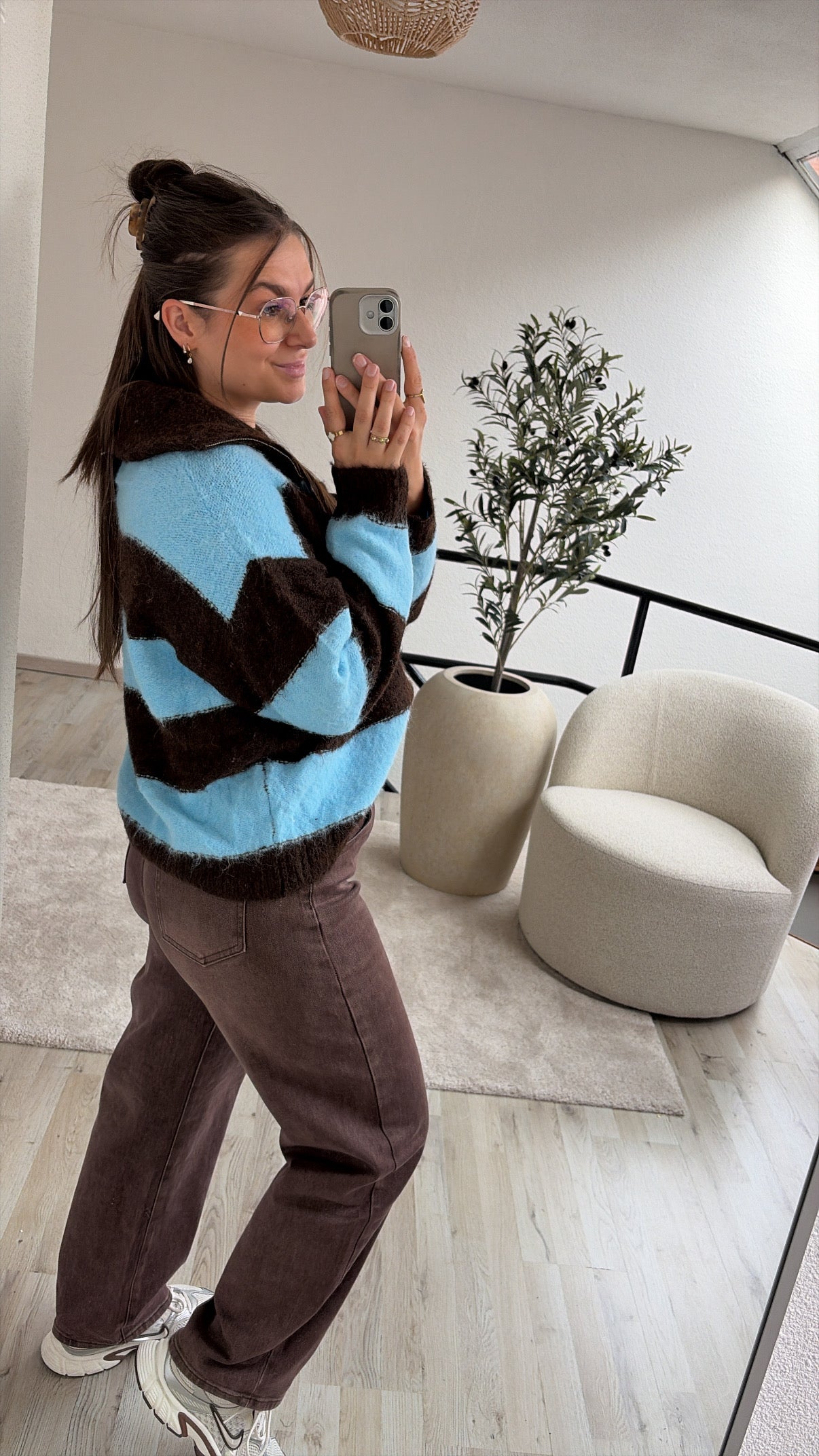 ZIP UP SWEAT BRUIN-BLAUW