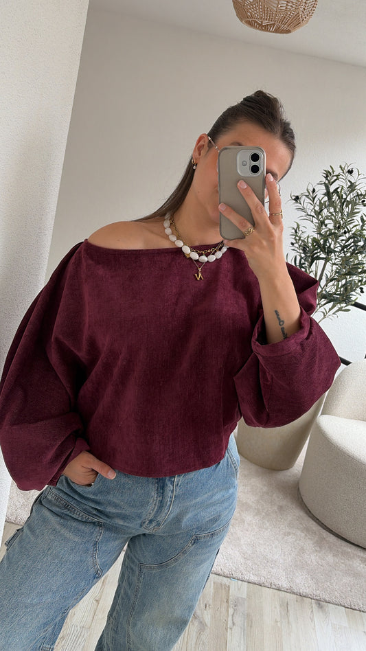 CORDUROY BLOUSE BURGUNDY