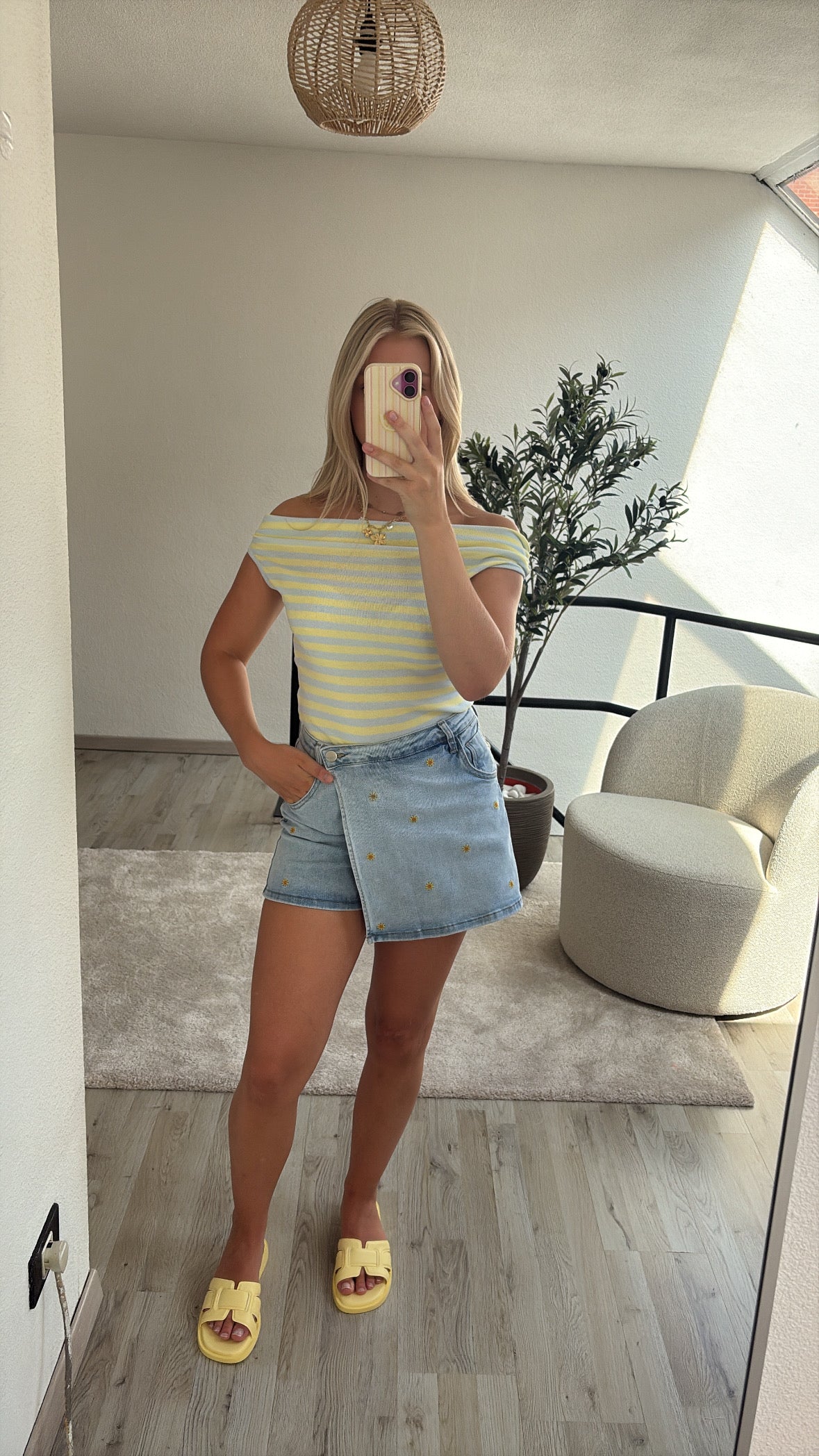 STRIPED TOP BLAUW-GEEL