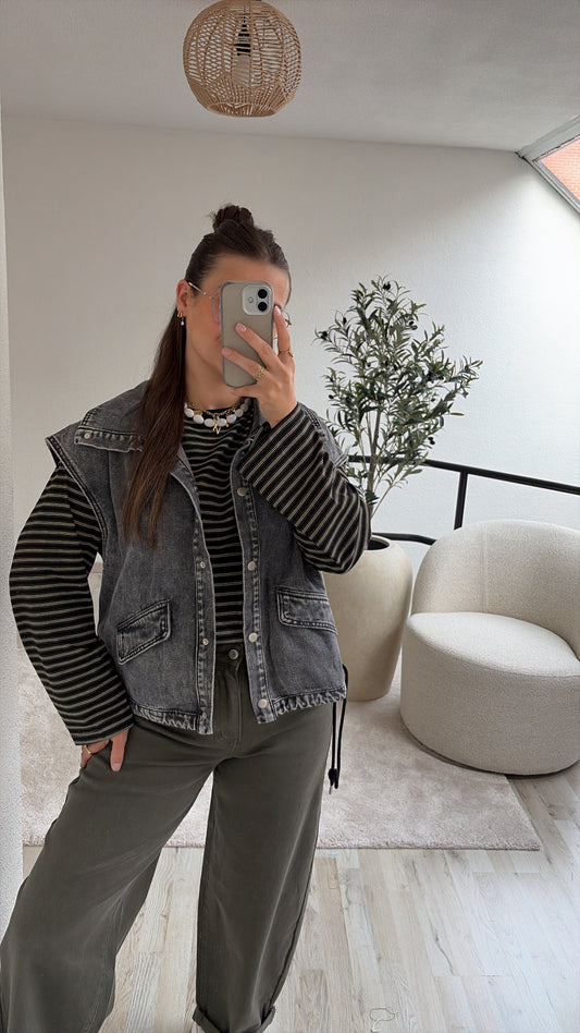GRIJZE JEANS GILET