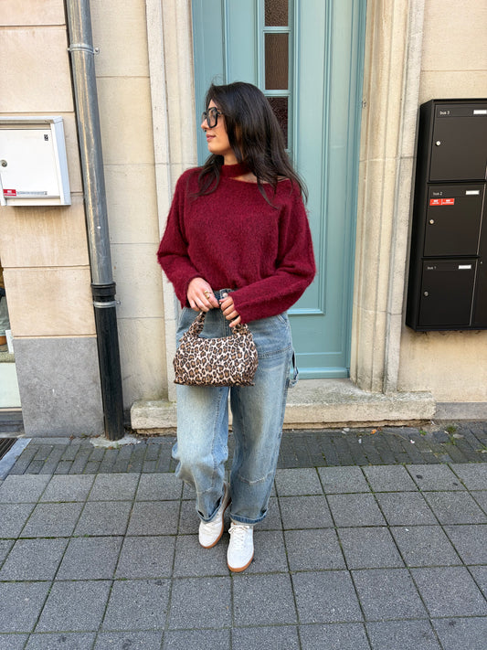 OPEN SHOULDER KNIT BURGUNDY