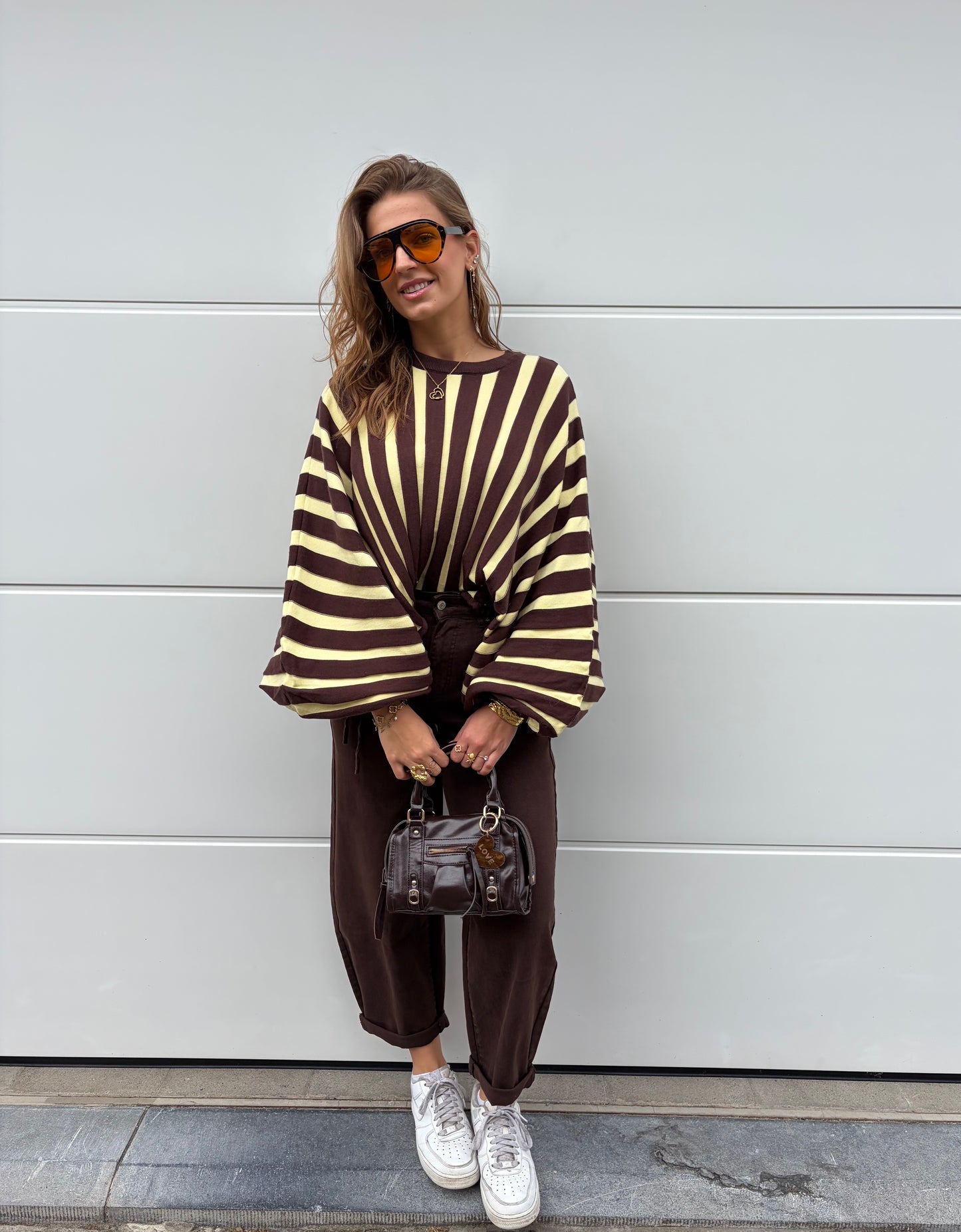 STRIPED KNIT BRUIN-GEEL