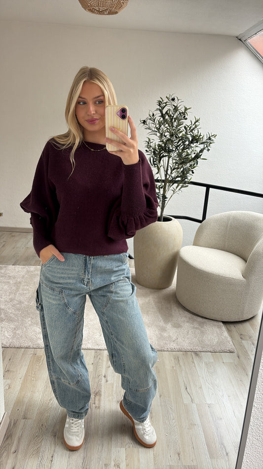 OFF SHOULDER KNIT BURGUNDY