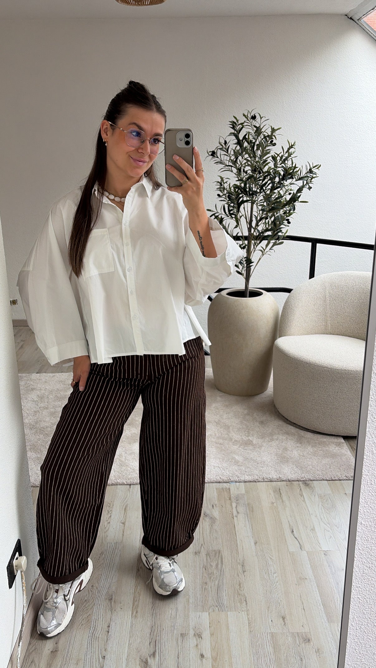 BALLOON JEANS STRIPE CHOCO