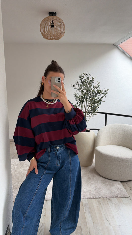 SWEAT MARINE-BURGUNDY