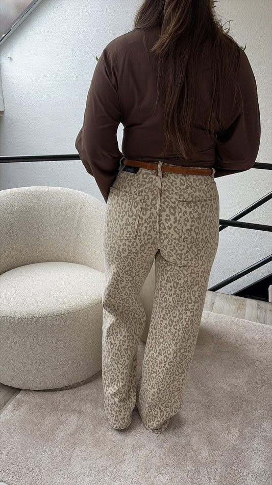BEIGE JEANS LEOPARD