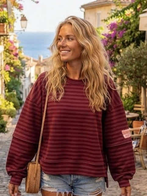 STRIPED SWEATER BURGUNDY