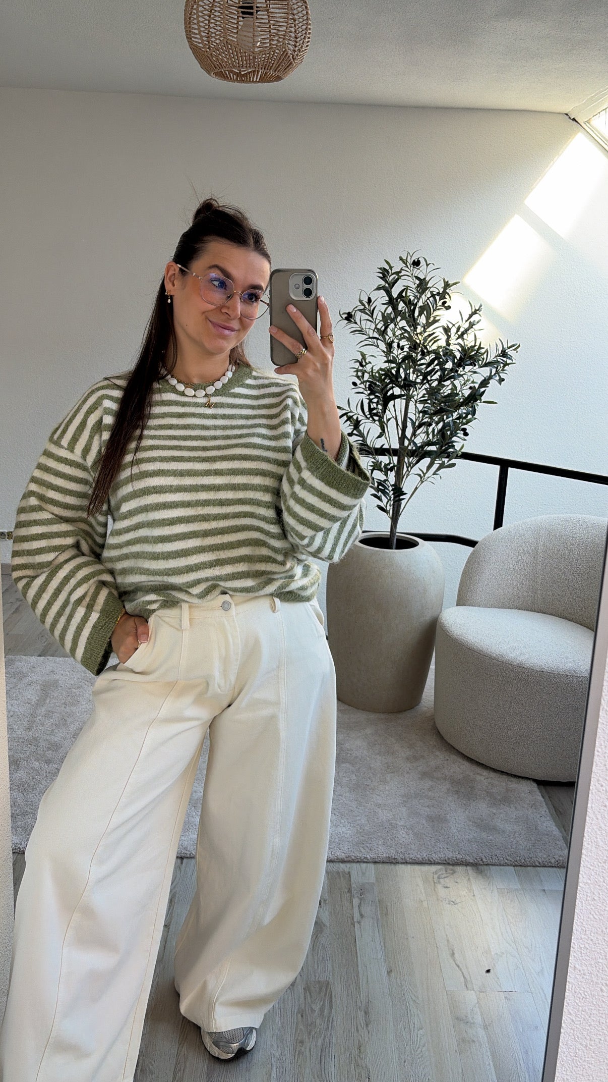 STRIPED KNIT GROEN