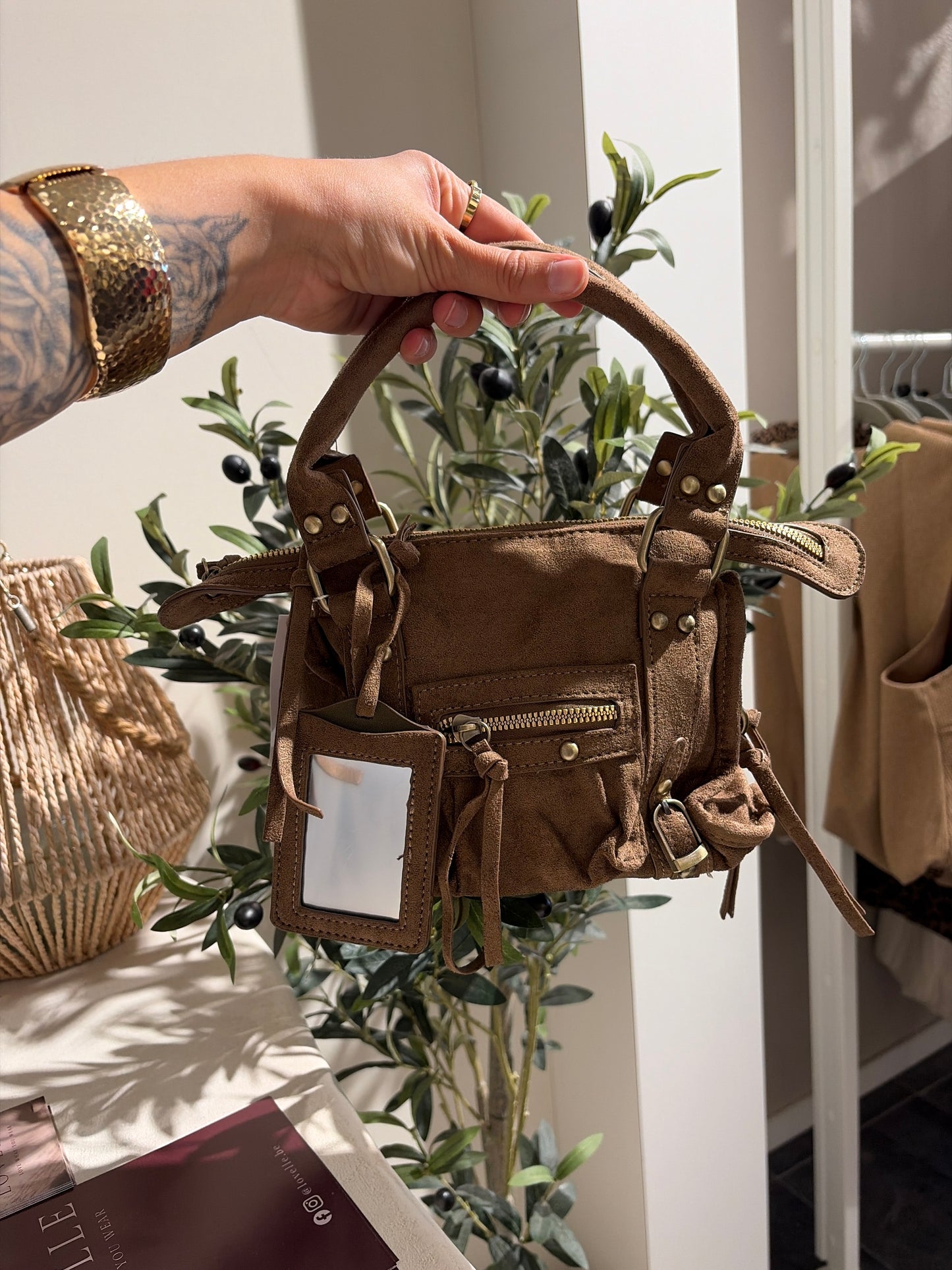 SUEDE TAS CAMEL