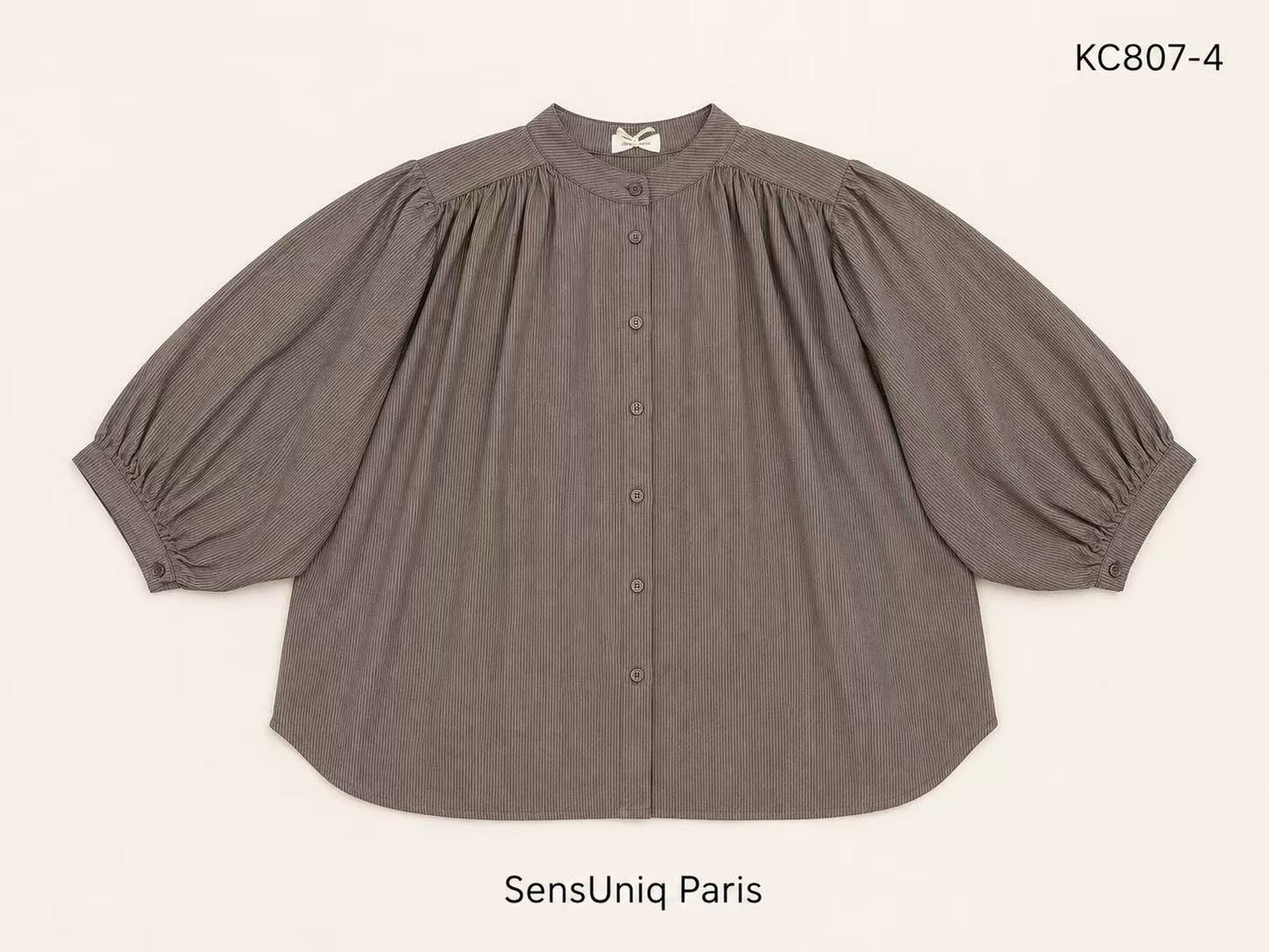 GESTREEPTE BLOUSE CHOCO