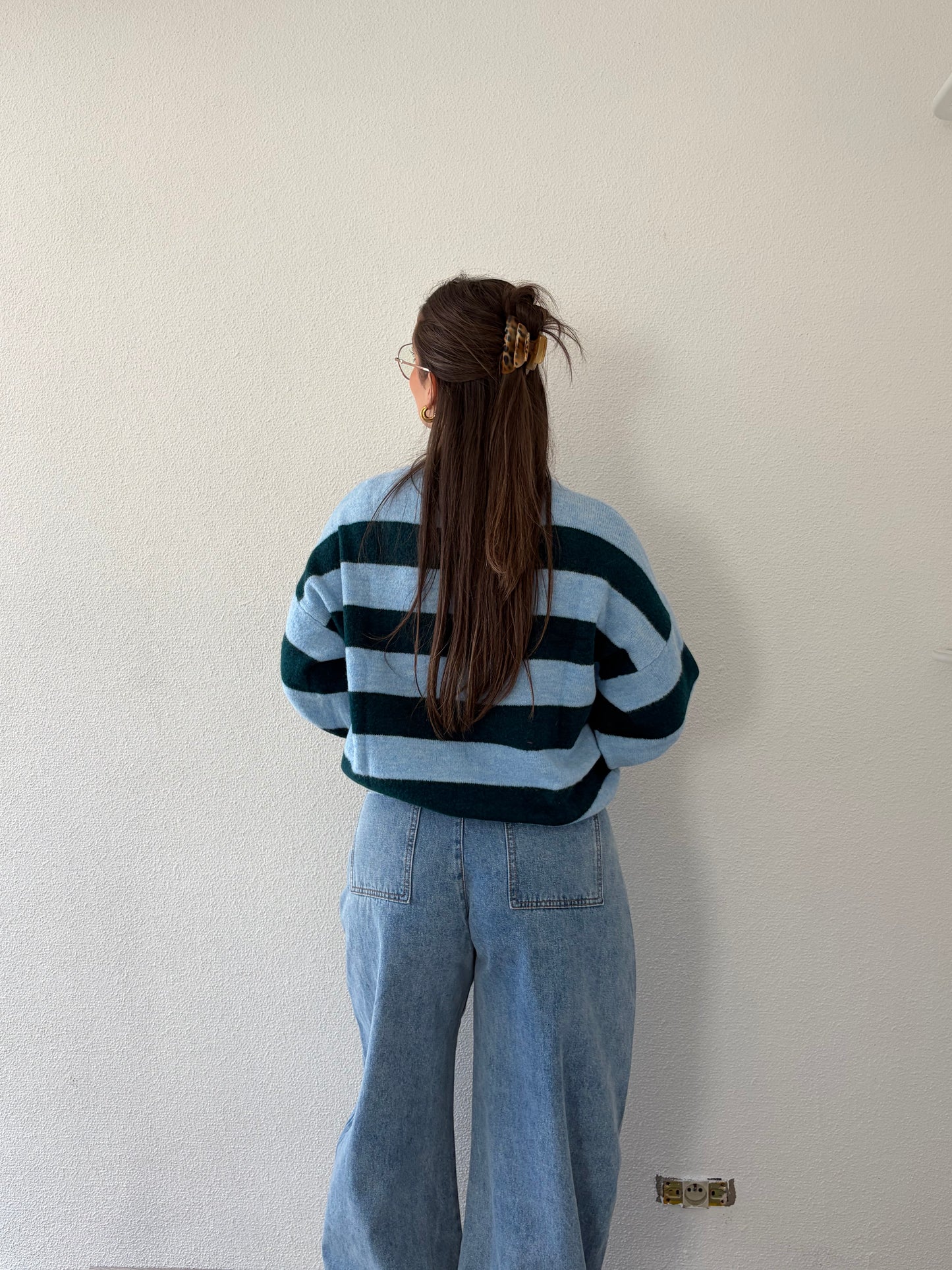 GESTREEPTE TRUI BLAUW