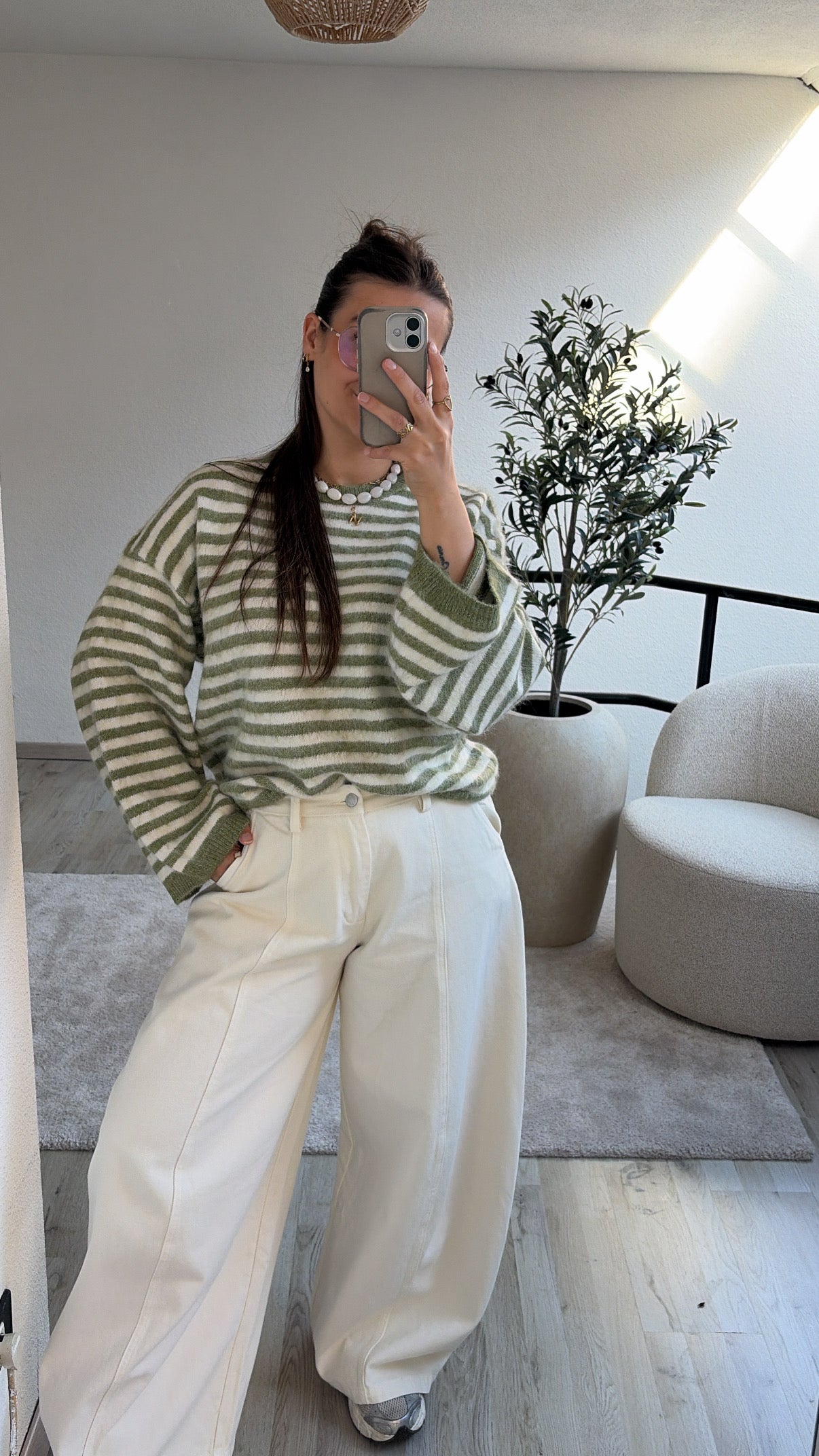 STRIPED KNIT GROEN