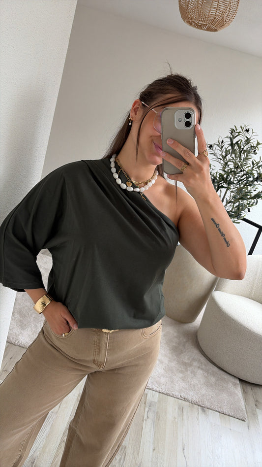 ONE SHOULDER SHIRT KHAKI