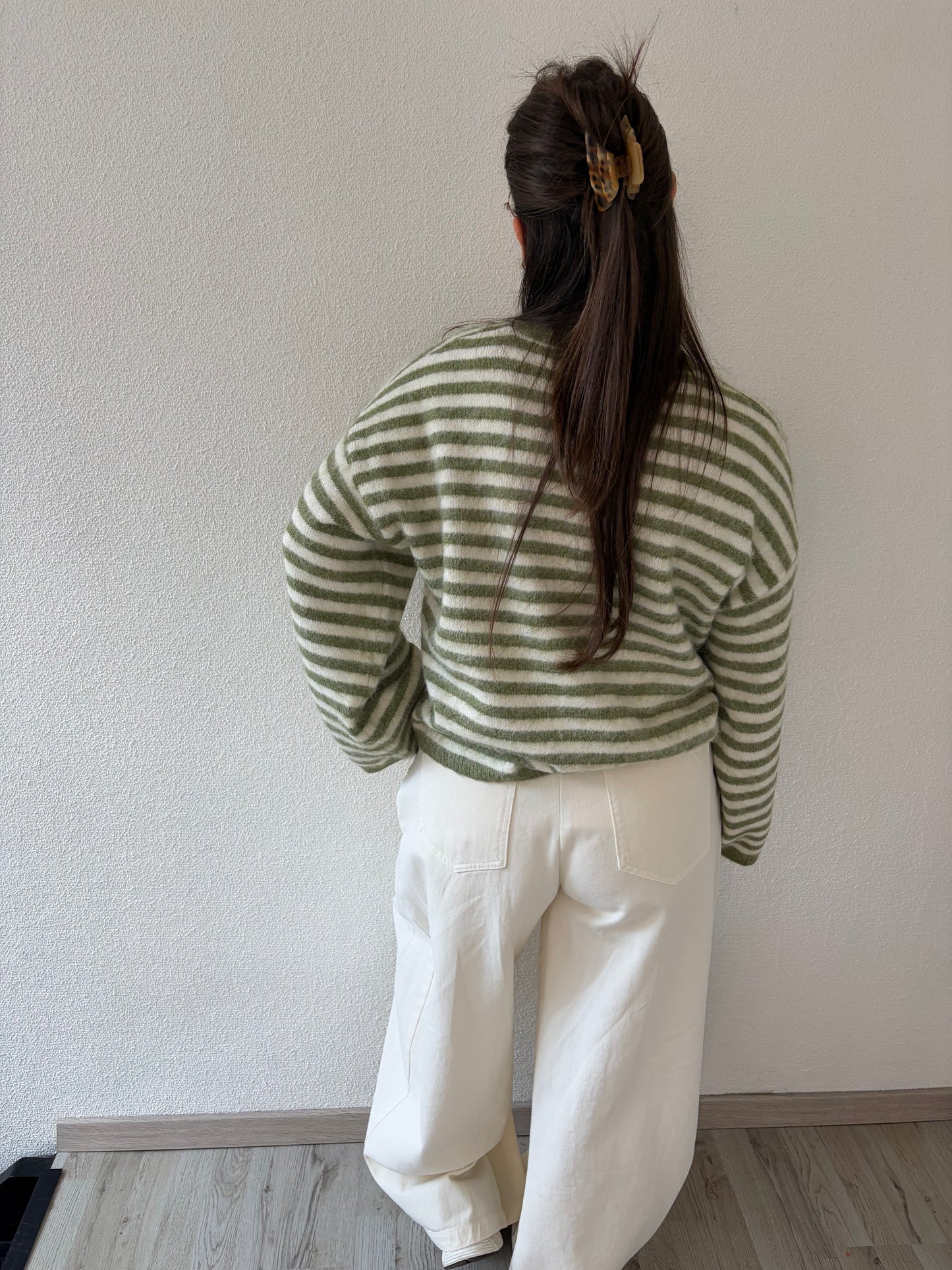 STRIPED KNIT GROEN