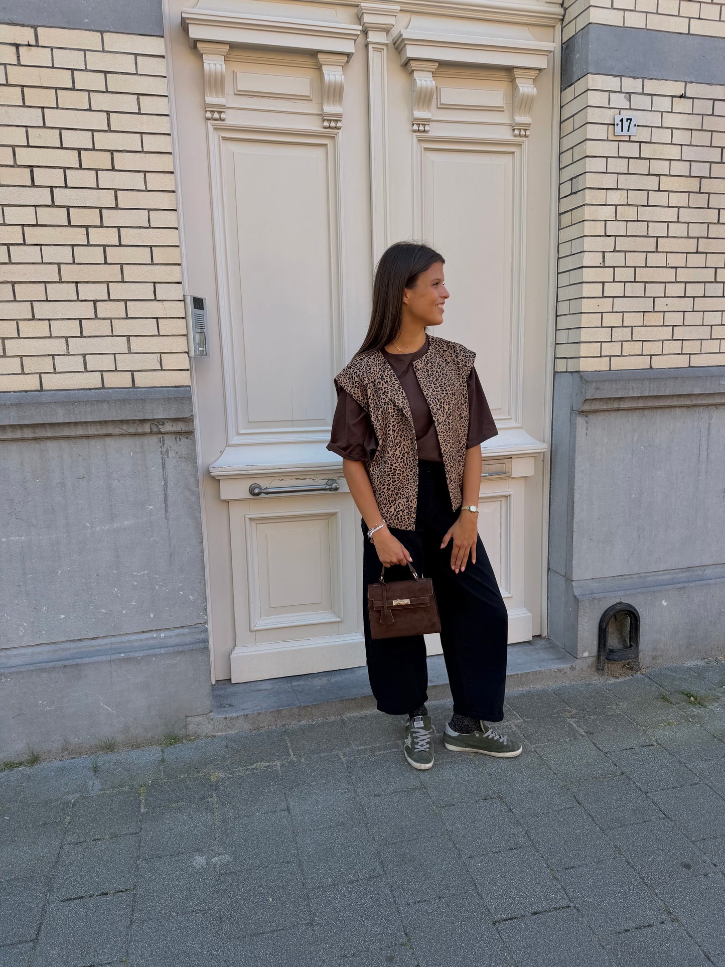 LEOPARD GILET CAMEL