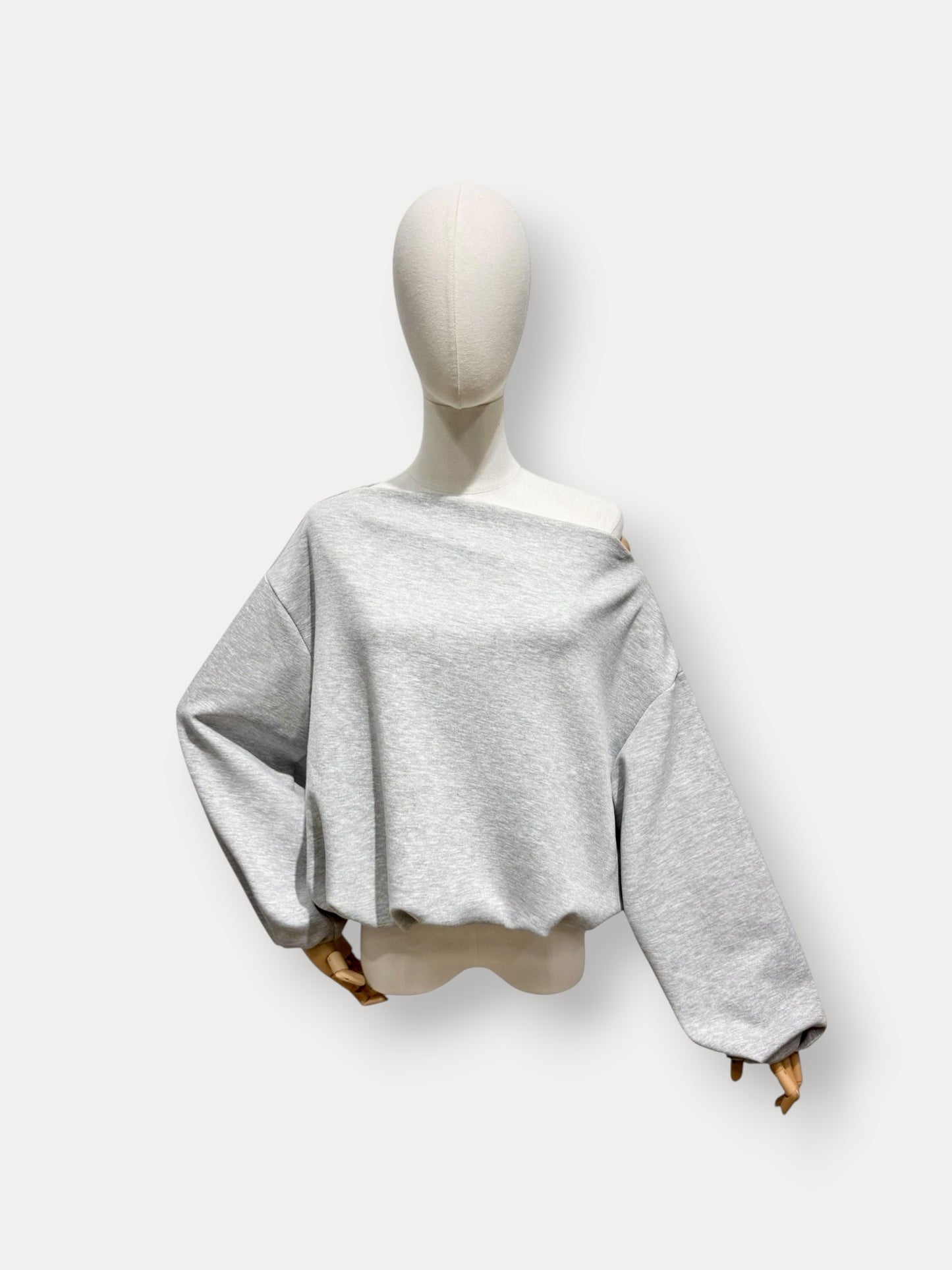 ONE SHOULDER SWEAT GRIJS