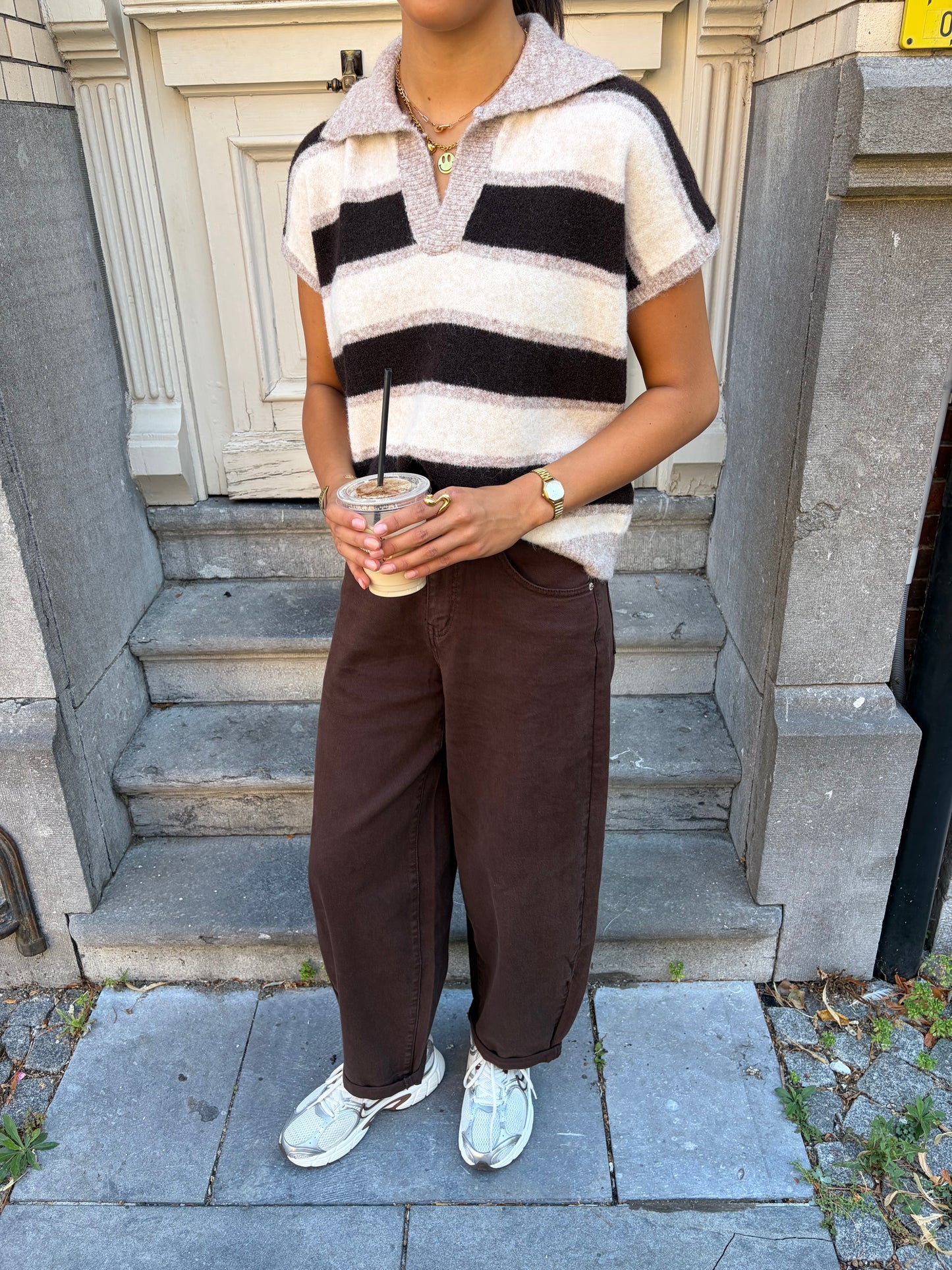 POLO KNIT BRUIN-BEIGE