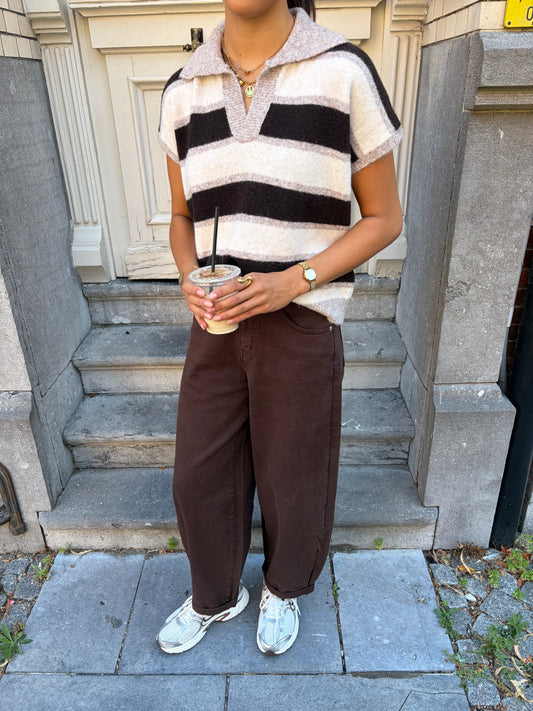 POLO KNIT BRUIN-BEIGE