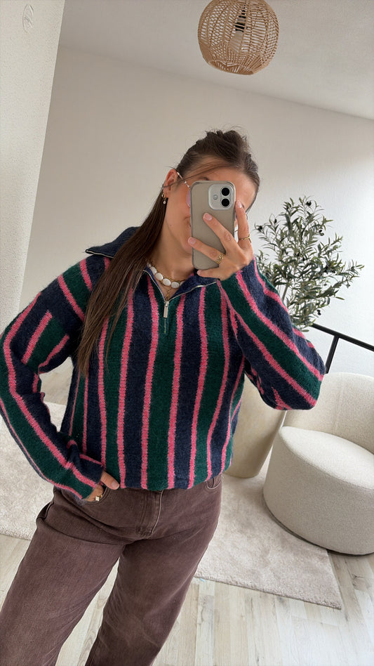 KNIT BLAUW-GROEN-ROZE