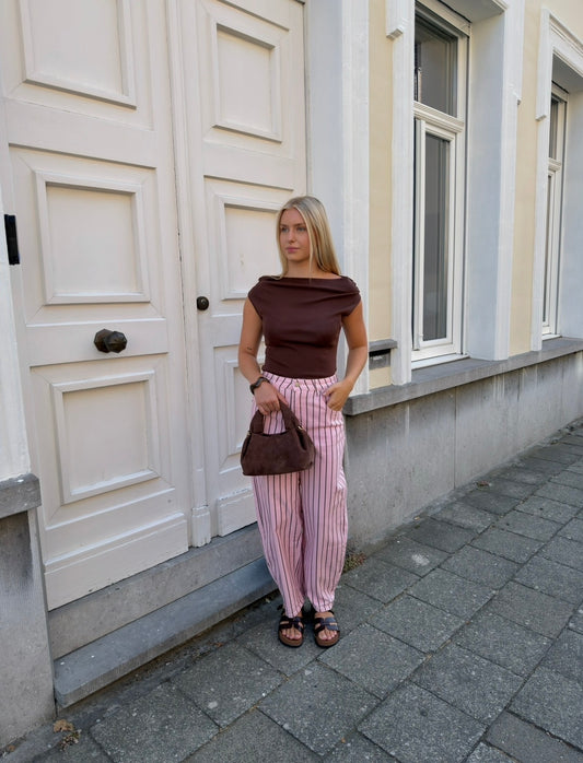 BALLOON JEANS STRIPE PINK