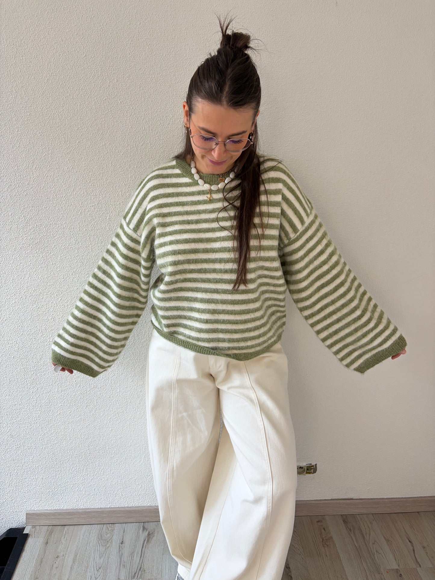STRIPED KNIT GROEN