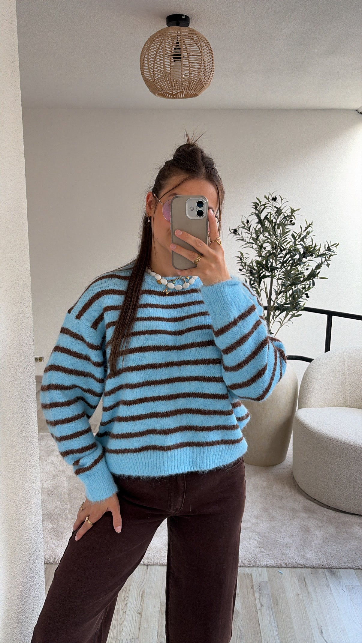 KNIT BLAUW-BRUIN