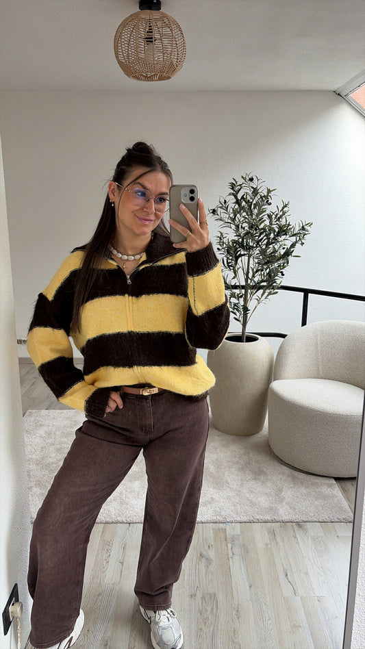 ZIP UP SWEAT GEEL-BRUIN