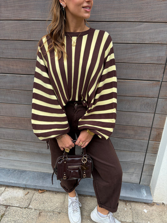 STRIPED KNIT BRUIN-GEEL
