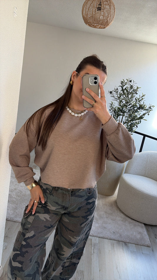 CAMEL PUFFY SWEATER