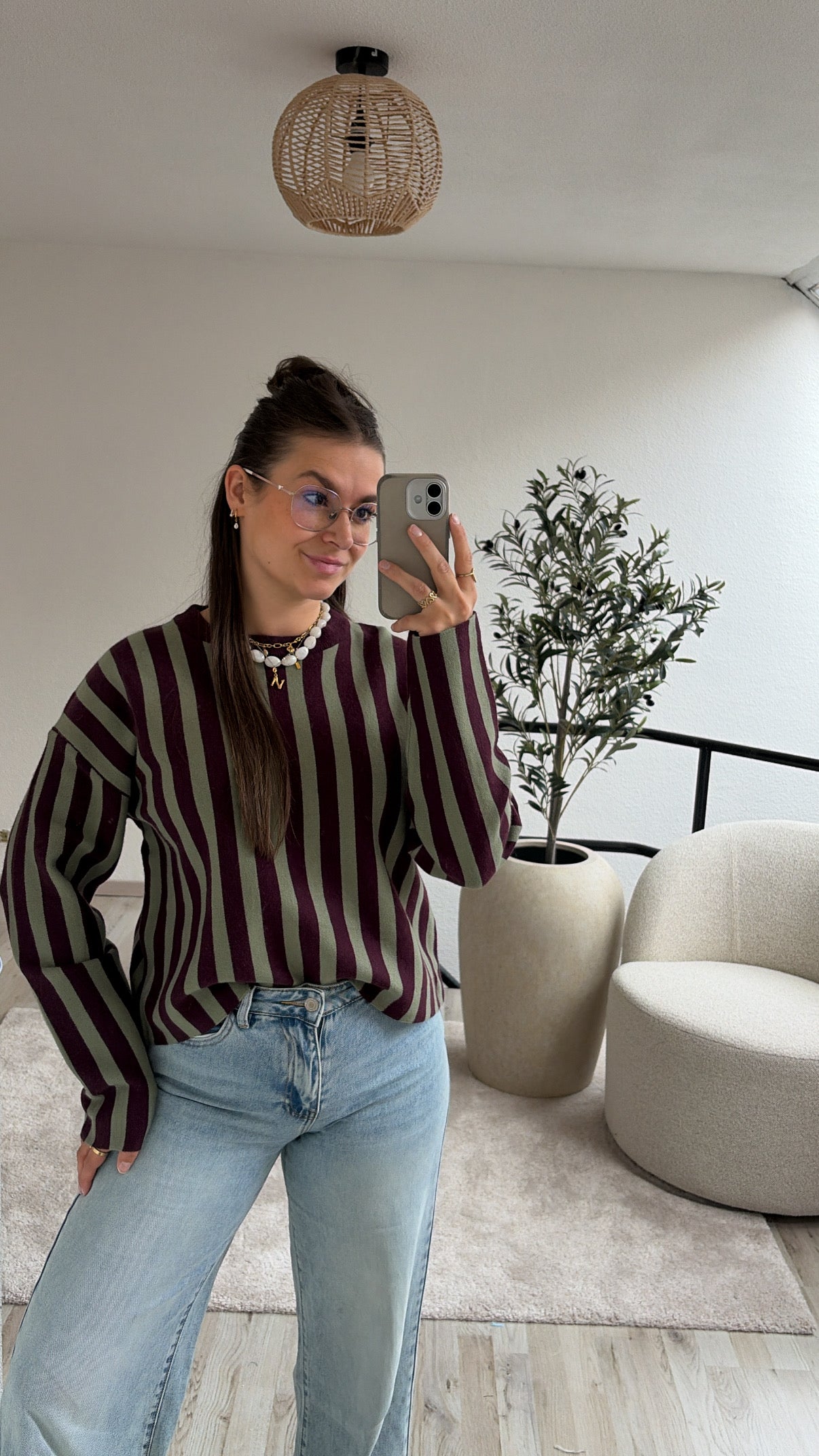 KHAKI BURGUNDY KNIT