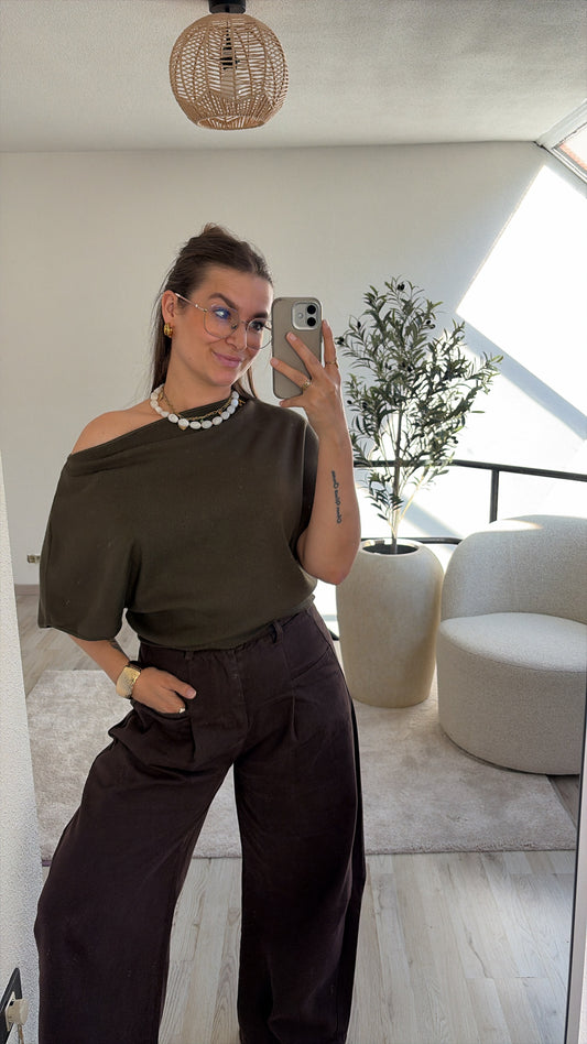 KHAKI KNIT TOP