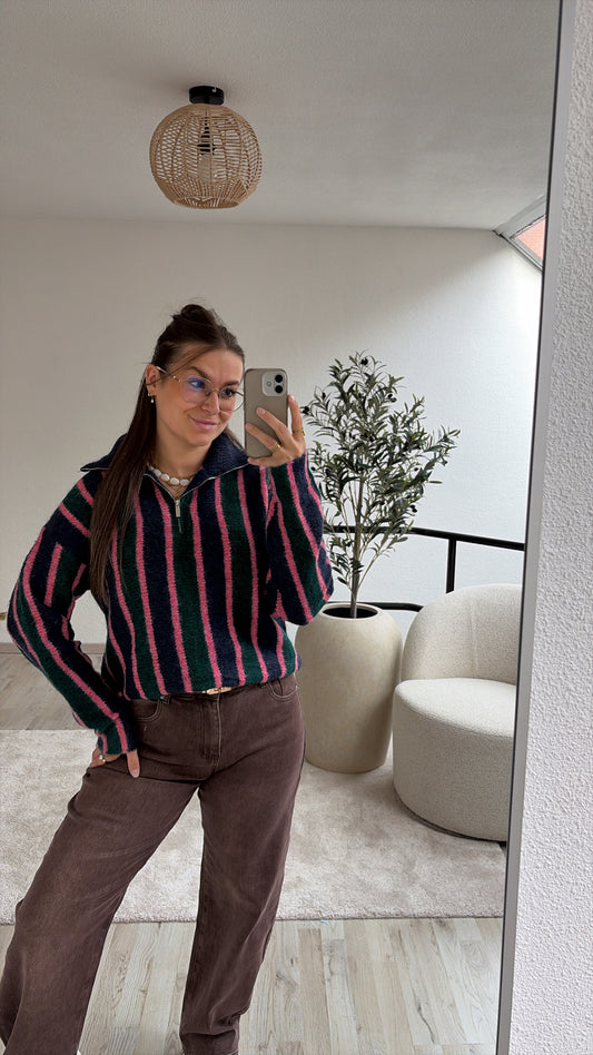 KNIT BLAUW-GROEN-ROZE